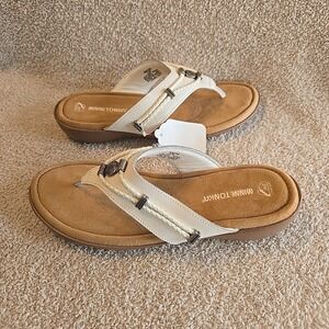 Minnetonka Silverthorne 360 Sandal Women's 11 Southwestern Silver Flip Flop NWT